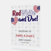 Red White und Due 4. Juli Baby Dusche Willkommen Acrylschild (Winkel)