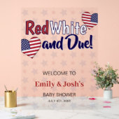 Red White und Due 4. Juli Baby Dusche Willkommen Acrylschild (Hochzeit)