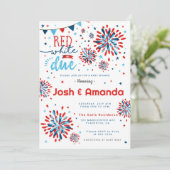 Red white und Due 4. Juli Baby Shower Einladung (Stehend Vorderseite)