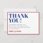 Red White und Due 4. Juli Patriotic Dankeskarte (Vorderseite)