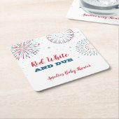 Red, White und Due Baby Dusche Untersetzer (angewinkelt)