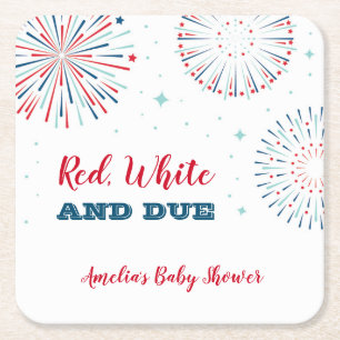 Red, White und Due Baby Dusche Untersetzer
