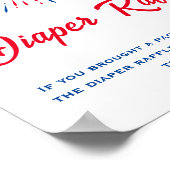 Red White und Due Baby Dusche Windeln Raffle Schil Poster (Ecke)