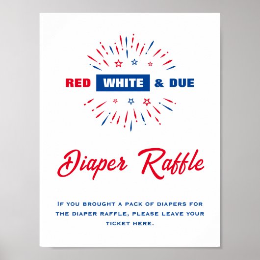 Red White und Due Baby Dusche Windeln Raffle Schil Poster (Vorne)