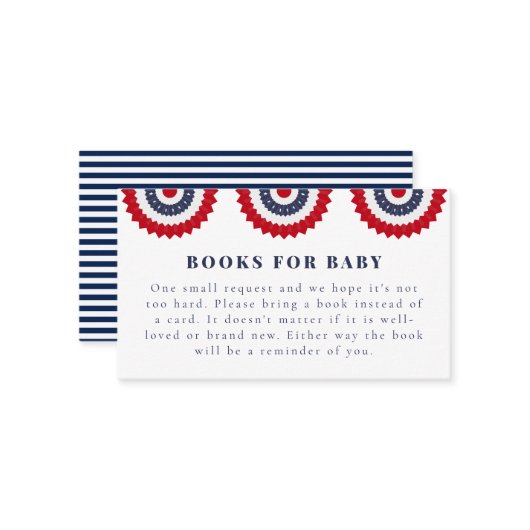 Red White und Due Baby Duschkarte Begleitkarte (Vorderseite/Rückseite Beispiel)