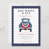 Red White und Due Patriotic Baby Dusche Einladung (Vorderseite)