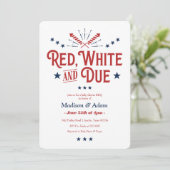 Red, White und Due Patriotic Baby Dusche Einladung (Stehend Vorderseite)