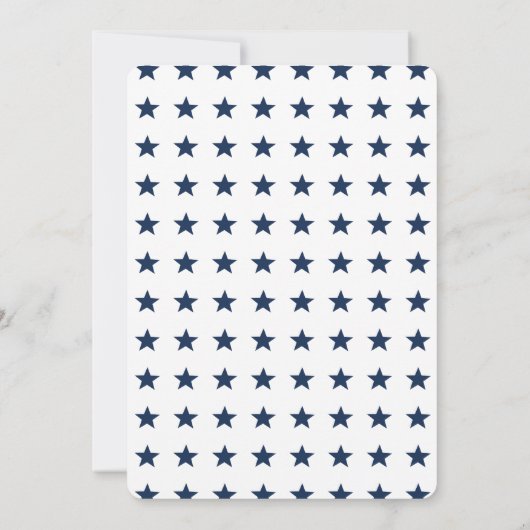 Red, White und Due Patriotic Baby Dusche Einladung (Rückseite)