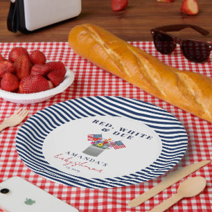 Red White und Due Patriotic Baby Dusche Pappteller