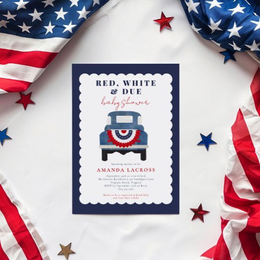 Red White und Due Patriotic Baby Dusche Postkarte