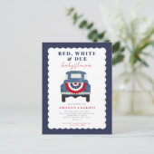 Red White und Due Patriotic Baby Dusche Postkarte (Stehend Vorderseite)