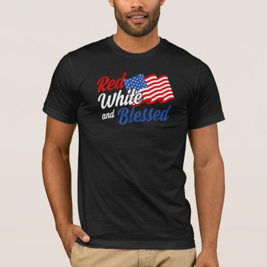 Red White und gesegnet USA Patriotic American 4O T-Shirt (Vorderseite)