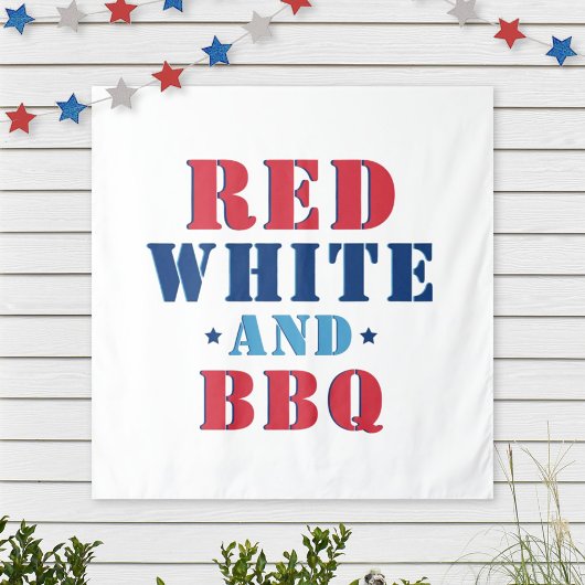 Red White und GRILLEN Funny 4. Juli Wandteppich