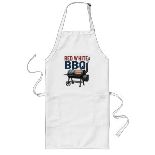 Red White und GRILLEN Patriotic American Flag Smok Lange Schürze