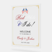 Red White und I Do USA Flag Wedding Willkommen Acrylschild (Winkel)