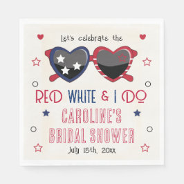 Red White und ich machen Herz Sonnenbrillen Brautp Serviette