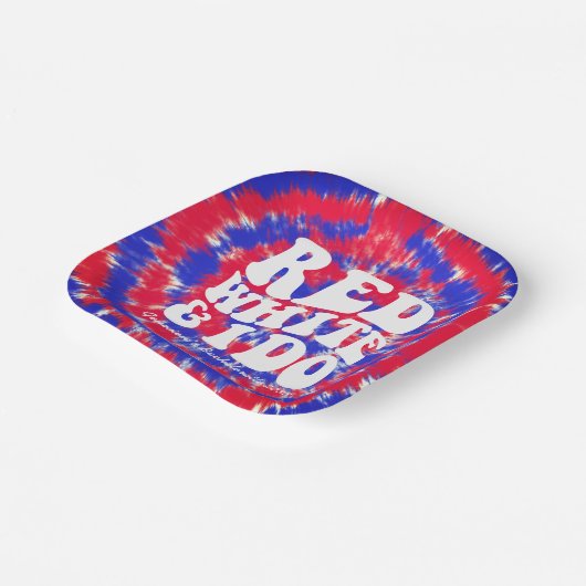 Red White und ich machen Retro Independence Day Ge Pappteller (Gewinkelt)