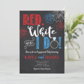 Red White und ich tue Engagement Party Einladung (Stehend Vorderseite)