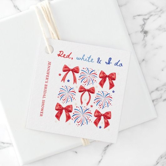 Red White und ich tun 4. Juli Brautparty Geschenkanhänger