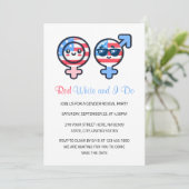 Red White und ich tun 4. Juli Gender Reveal Einladung (Stehend Vorderseite)