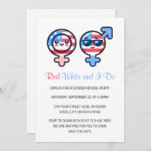 Red White und ich tun 4. Juli Gender Reveal Einladung (Vorne/Hinten)
