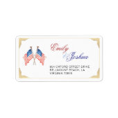 Red White und ich tun 4. Juli Patriotische Hochzei Adressaufkleber (Vorne)