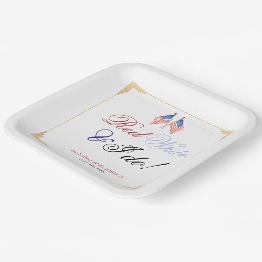 Red White und ich tun 4. Juli Patriotische Hochzei Pappteller (Gewinkelt)