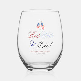 Red White und ich tun 4. Juli Patriotische Hochzei Weinglas Ohne Stiel