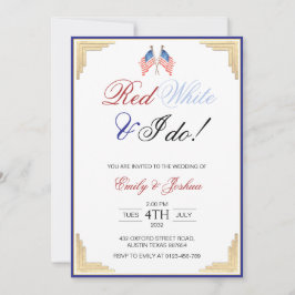 Red White und ich tun American Patriotic Wedding Einladung