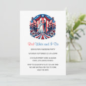 Red White und ich tun Patriotic 4. Juli Hochzeit Einladung (Stehend Vorderseite)