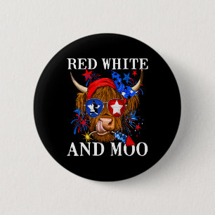 Red White und Moo Patriotic Kuh USA Flagge Funny 4 Button