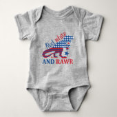 Red White und Rawr 4. Juli Dinosaurier Baby Strampler (Vorderseite)