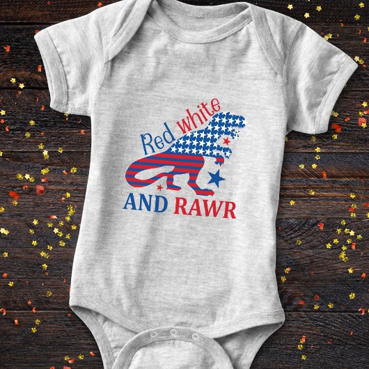 Red White und Rawr 4. Juli Dinosaurier Baby Strampler