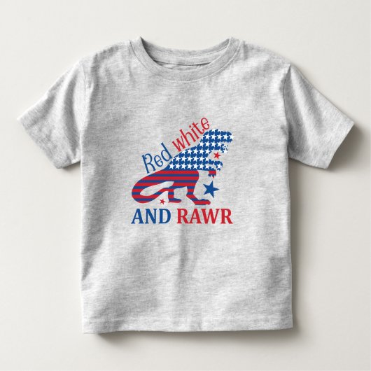 Red White und Rawr 4. Juli Dinosaurier Kleinkind T-shirt (Vorderseite)