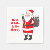 Red White und Sei Merry Santa Wine Serviette (Vorderseite)