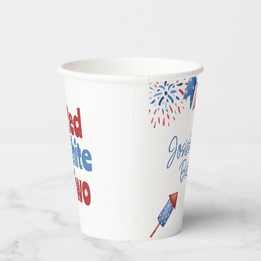 Red White und Two Birthday Party Pappbecher (Rechts)