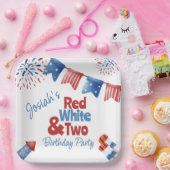Red White und Two Birthday Party Pappteller (Party)