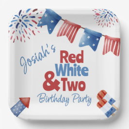 Red White und Two Birthday Party Pappteller