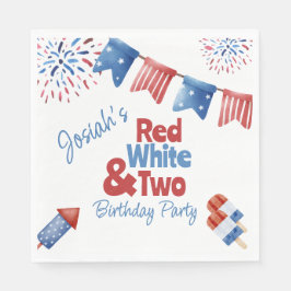 Red White und Two Birthday Party Serviette