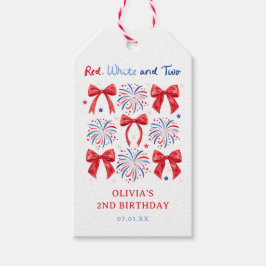 Red White und Two July Girl 2. Geburtstag Party Geschenkanhänger