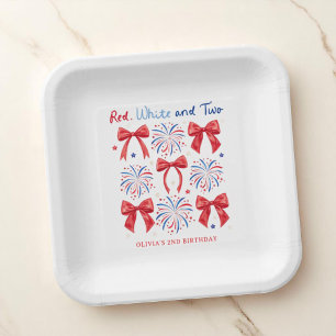 Red White und Two July Girl 2. Geburtstag Party Pappteller