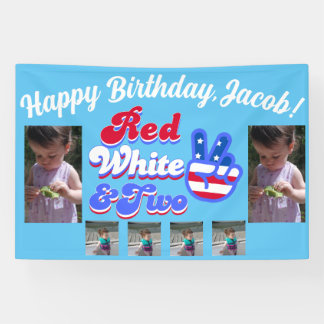 Red White und Two Theme Geburtstagsparty Banner