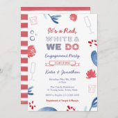 Red White und wir machen Co-ed Shower Engagement P Einladung (Vorne/Hinten)