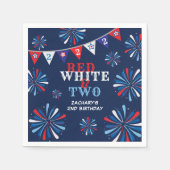 Red White und ZWEI 2. Geburtstag Serviette (Vorderseite)