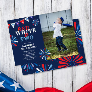 Red White und ZWEI Fotos zum 2. Geburtstag Einladung
