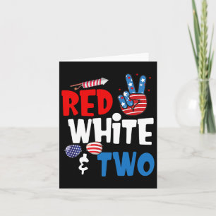Red White und zwei Geburtstag 4. Juli American 2n Karte