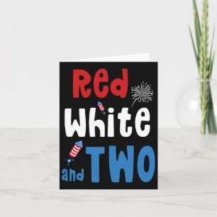 Red White und zwei Geburtstag 4. Juli American 2n Karte