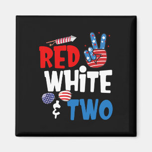 Red White und zwei Geburtstag 4. Juli American 2n Magnet
