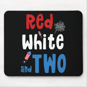 Red White und zwei Geburtstag 4. Juli American 2n Mousepad