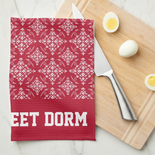 Red White Uni Team Cool Fun Dorm School Geschirrtuch (Viertel Falte)